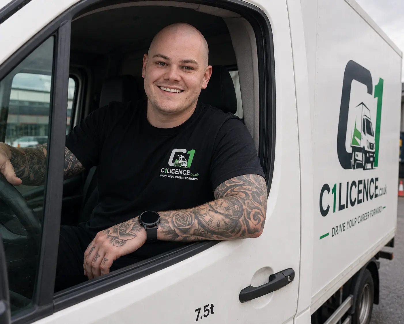 C1 licence training instructor in a branded C1 training vehicle C1 licence training instructor in a branded C1 training vehicle